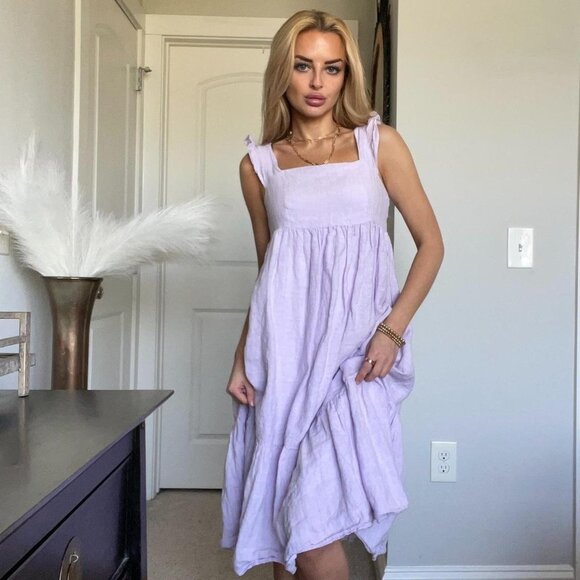 Lavender Ruffle Midi Dress - Picture 1 of 4